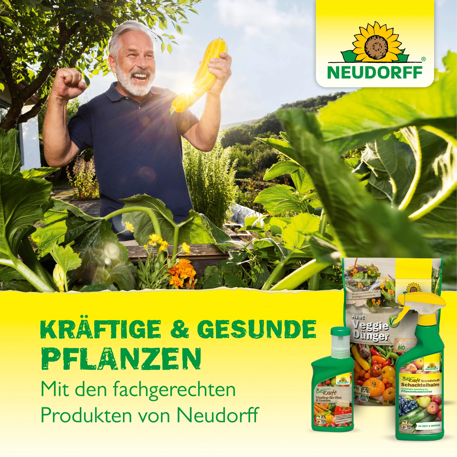 Neudorff Produkte für kräftige Pflanzen: Wurzel-Aktivator, Dünger und mehr für gesundes Wachstum.