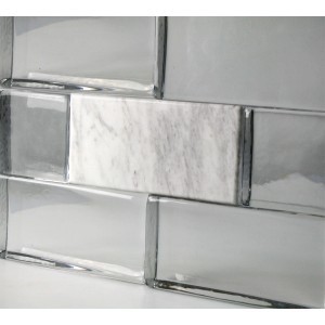 Naturbaustein Crystal Collection Nature Touch Ariston Marble in Glasbaustein-Wand.
