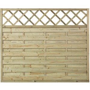 Druckimprägnierter Sichtschutzzaun Bergen mit Gitter aus Nadelholz, 180x150 cm.