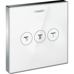 Hansgrohe ShowerSelect Unterputzventil, Glas Weiß/Chrom für 3 Verbraucher.