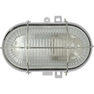 Graue e2 elektro LED-Ovalleuchte mit Drahtkorb, 17,5x12,5x11 cm, für Keller und mehr.