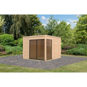 Karibu Gartenhaus Dillen 1 mit Schiebetür Natur
