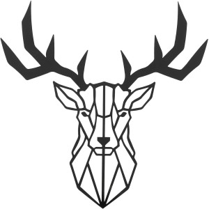 Schwarze Wanddeko Hirschkopf aus Eisen, 32x32cm, moderne Weihnachtsdekoration.