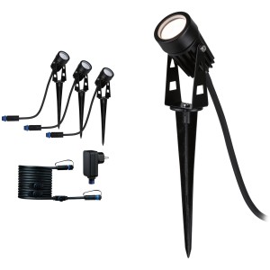Paulmann Plug & Shine Basis-Set Spotleuchte IP65 3,5W Warmweiß mit Kabel, Trafo