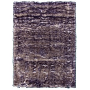 Kayoom Schaffell Imitat Crown, weiß-lila, 160x230 cm. Flauschiger Kunstfell Teppich für Wohnzimmer und Kuschelecke.