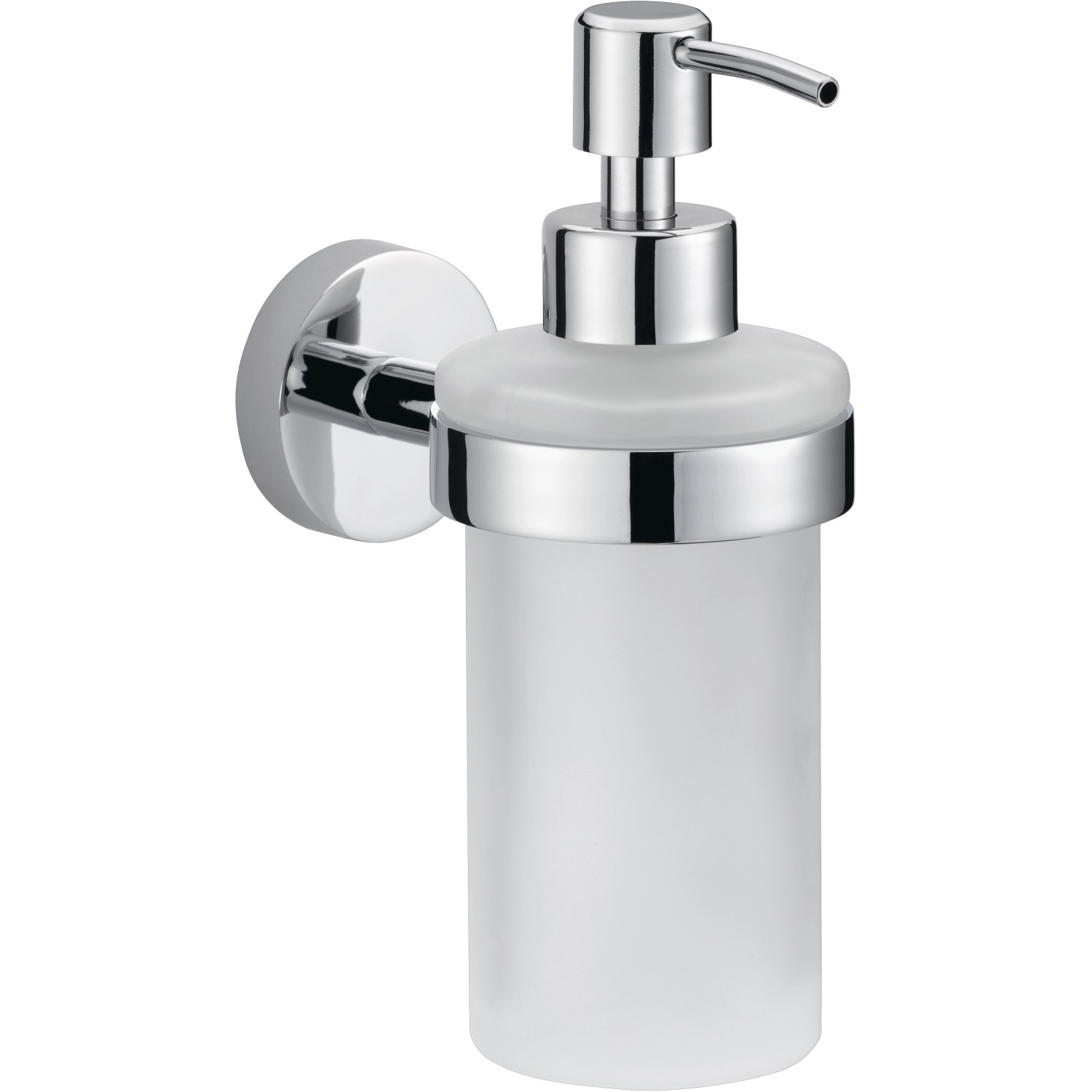 Tesa Smooz Seifenspender, verchromt, zur Wandmontage. Modernes Bad-Accessoire mit satiniertem Glas.