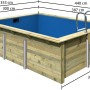 Rechteckiger Karibu Holzpool Gr. 2 mit blauer Innenhülle und Leiter. Kesseldruckimprägniertes Holz.