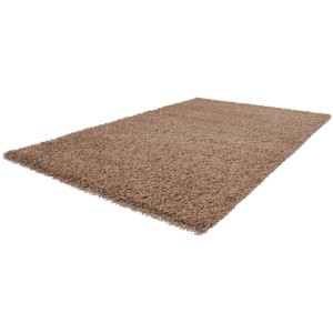 Rechteckiger, hellbrauner Lalee Hochflor Teppich Base, 60x110 cm.