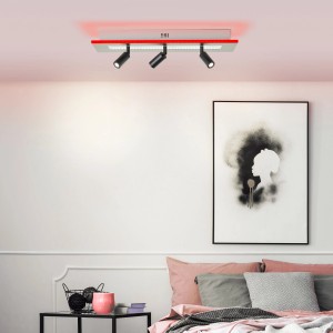 LED-Spotbalken Alfie, 3-flammig, weiß/schwarz, mit RGB-Licht, für flexible Innenraumbeleuchtung.