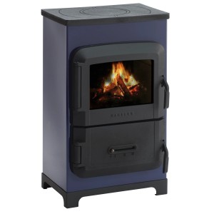 Wamsler Werkstattofen RH 6F Lavendel, Stahl, 6 kW. Dauerbrandofen mit Sichtscheibe und Stahlverkleidung.