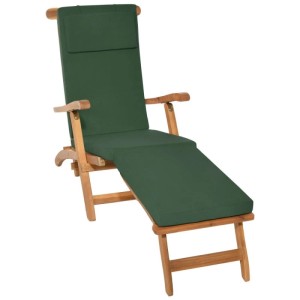 Beautissu Loftlux DC Deckchairauflage 175x45cm in Dunkelgrün auf Holzliege.