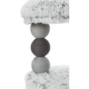 Grauer Kratzbaum Harvey (73 cm) mit Plüsch und Jute-Elementen.