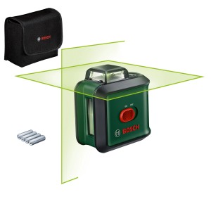 Bosch UniversalLevel 360 Kreuzlinienlaser mit 360°-Linie, Tasche und Batterien.