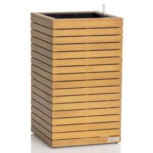 Lechuza Palo High Pflanzgefäß aus Eukalyptusholz, 77x44x44 cm, ideal für Innen- und Außenbereich.
