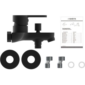 Schütte Wannenarmatur Denver, schwarz matt, mit Montagezubehör und Anleitung.
