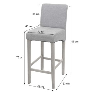Barhocker C33 mit creme Kunstlederbezug und dunklen Holzbeinen.