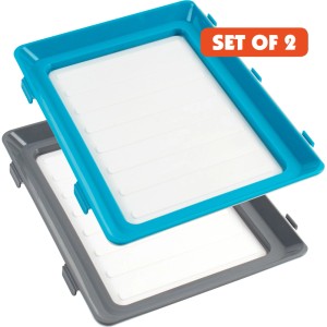 Durandal Frischhalteplatten Fresh und Clik 2er-Set, Vorratsdosen in Blau und Grau.