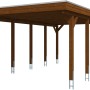 Skan Holz Carport Friesland, 397x708 cm, Nussbaum, mit flachem Dach und stabilen Pfosten.