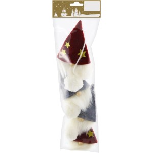 Weihnachtliche Wichtelgirlande aus Filz und Holz Grau-Weiß im Beutel 120 cm