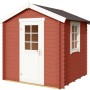 Lasita Holz-Gartenhaus Wels 1 in Schwedenrot mit Fenster und Tür.