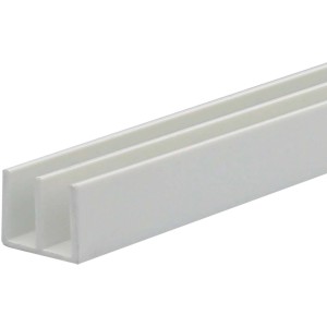 W-förmiges Arcansas PVC Profil, 16x10x1000 mm, ideal als Führung für Schiebetüren.
