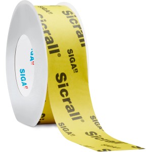 Siga Sicrall 60 Klebeband, 60mm x 40m, gelbes Dämmstoffzubehör auf Rolle.