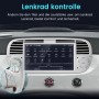 Junsun Autoradio im Fiat 500, zeigt Lenkradfernbedienung für Medien und Navigation. Komfortable Steuerung.