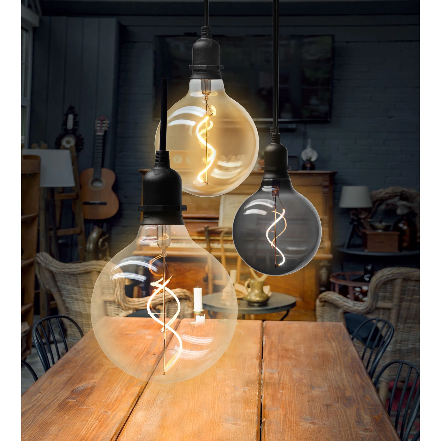 AMARE 3er Set Glaskugeln Glow - Batteriebetrieben Mit Timer In Klar, Gold, Smoky