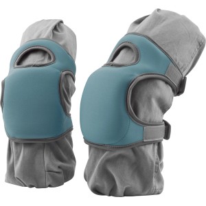 Blaue Knieschoner aus Memory-Schaum mit Klettverschluss für optimalen Knieschutz.