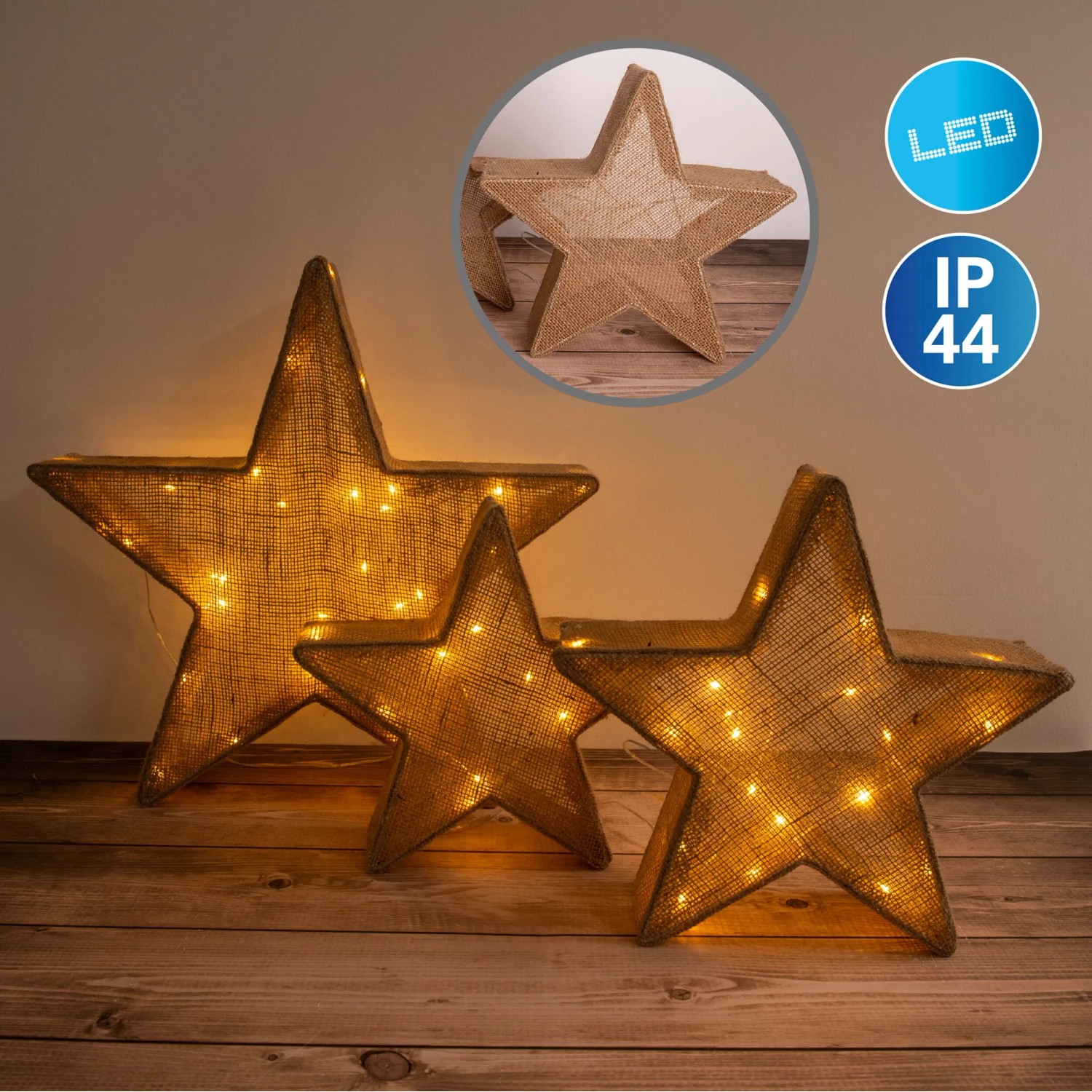 Nve Outdoor LED Deko Weihnachtsstern Braun 3er-Set kaufen bei OBI