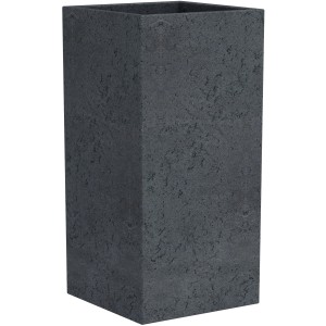 Scheurich C-Cube Pflanzgefäß, 28x28 cm, Stony Black, quadratischer Pflanzkübel für den Außenbereich.
