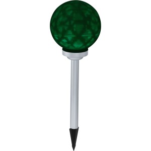 Eglo LED-Solarkugel mit Erdspieß, silber-weiß, mit Farbwechselfunktion für den Garten.