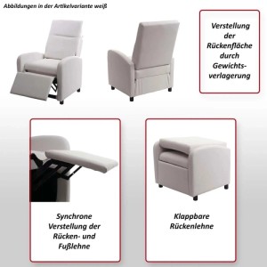 MCW Relaxsessel H18 Creme: Sessel mit verstellbarer Rückenlehne und Fußstütze, Kunstleder