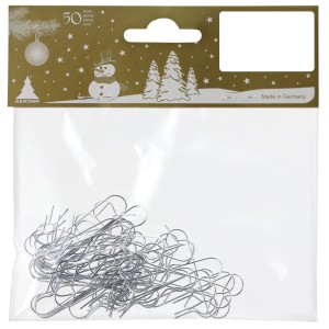 Silberne S-Haken Drahtaufhänger im Beutel für Weihnachtsbaumbehang.