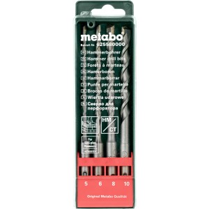 Metabo SDS-plus Bohrerset, 4-teilig in Kassette mit Bohrern (5, 6, 8, 10 mm).