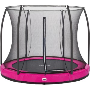 Salta Bodentrampolin Comfort Edition, ø 251 cm, Pink mit Sicherheitsnetz.