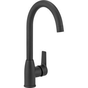 Schwarze, matte Küchenarmatur Lattari Einhebelmischer mit hohem Auslauf.