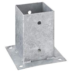Feuerverzinkte Aufschraubhülse 150x91x91 mm für 90 mm Pfosten, ideal für den Außenbereich.