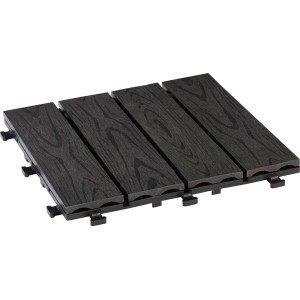 WPC Klickfliese in Holzoptik, Anthrazit, 30x30 cm, 6er Set für Balkon und Terrasse.