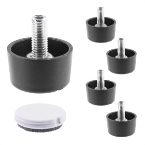 Wagner Couchfüße Lounge QuickClick, 4er-Set, schwarz-silber, mit Filzgleiter für Möbel.