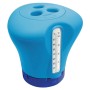 Blauer Chemoform Chlordosierer mit Thermometer zur Poolpflege.