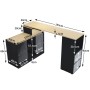 okwish Bartisch mit Drehbar Stauraum Beweglich Küche 135x39x105cm Schwarz_5