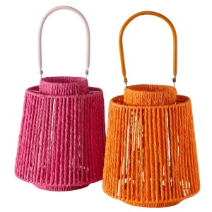 Windlicht Margit von Boltze, 2-fach sortiert in Orange und Pink mit Henkel.