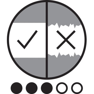 Symbolbild: Tesa Easy Cover Abdeckfolie - korrekte Anwendung (Haken) vs. falsche Anwendung (Kreuz)