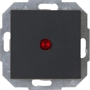Kopp Kontrollschalter Athenis in Anthrazit mit roter Glimmlampe.