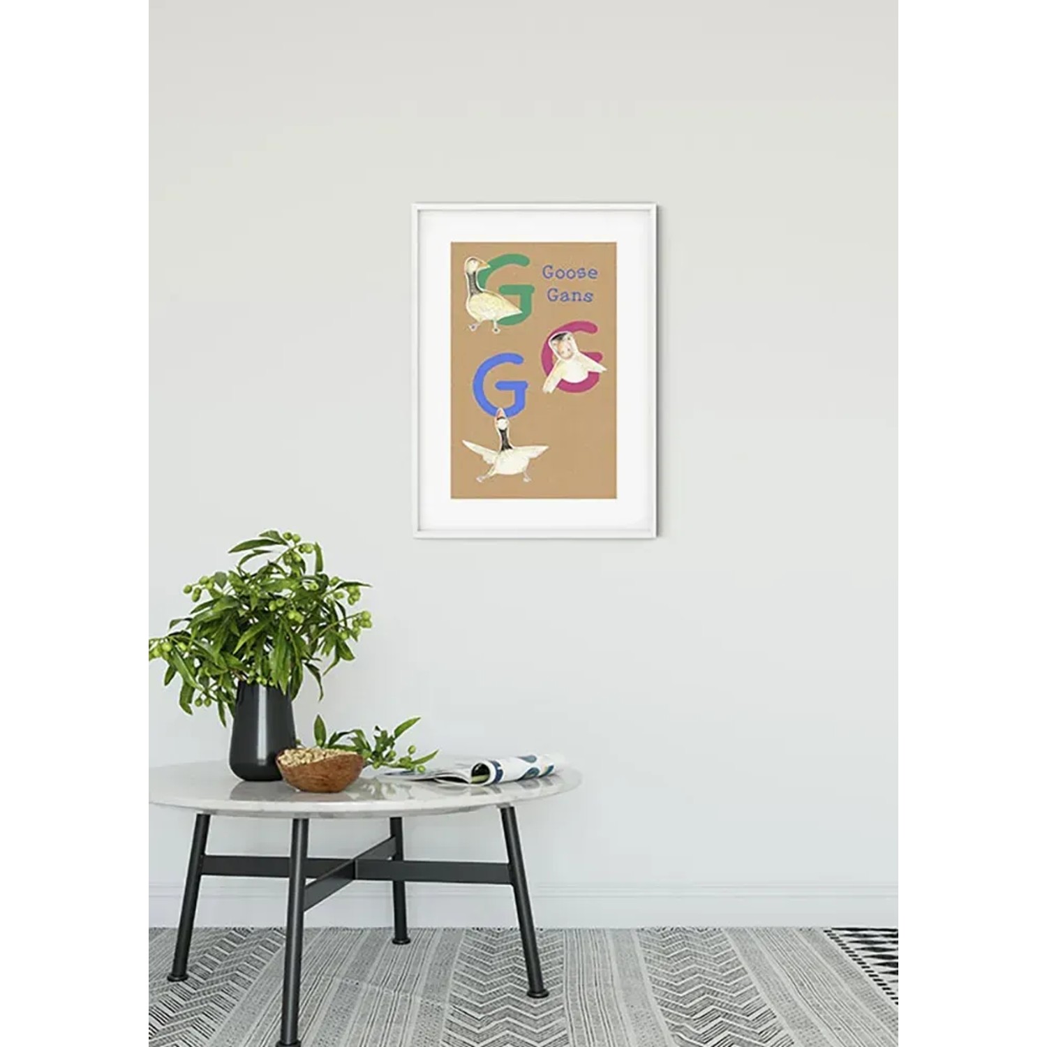 Komar Wandbild ABC Animal G, 50x70 cm, mit bunten Gänse-Illustrationen im Kinderzimmer.