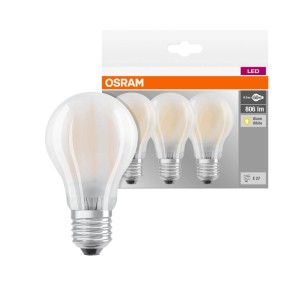 Osram LED Leuchtmittel A60, 7W, 2700K, E27, matt, 4er-Pack