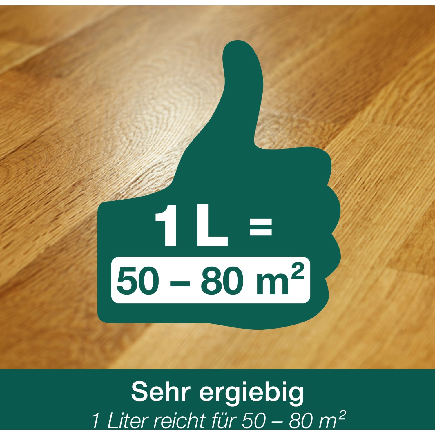 Symbolbild: Ergiebigkeit von Bona Home Hartwachsöl-Pflege – 1 Liter für 50-80 m² Holzpflege.