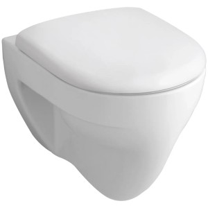 Weißes Geberit Wand-WC Renova Flachspüler mit KeraTect® Beschichtung und Spülrand.