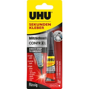 Uhu Sekundenkleber Control Transparent 3g, tropffreier Alleskleber für Haushalt und Werkstatt.